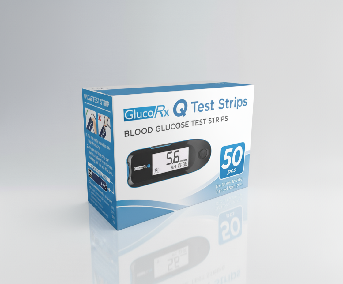 GlucoRx Q Blood Glucose Test Strips, 50-Count