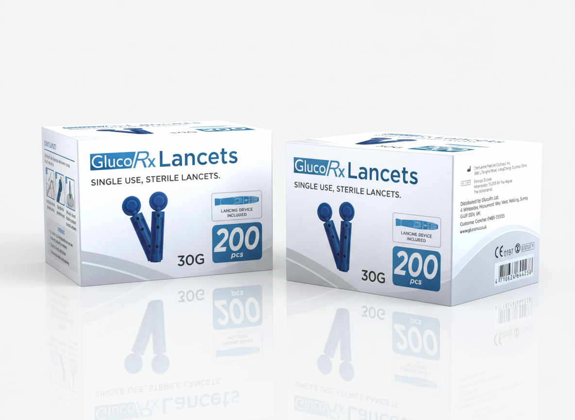 GlucoRx Sterile Lancets (30g), 200 Pack