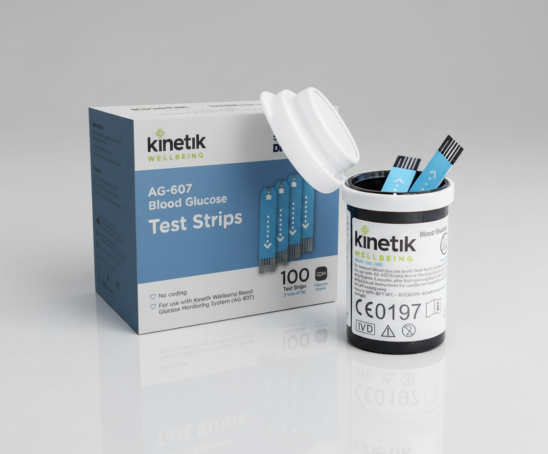 Kinetik Wellbeing Blood Glucose Test Strips, Pack of 100
